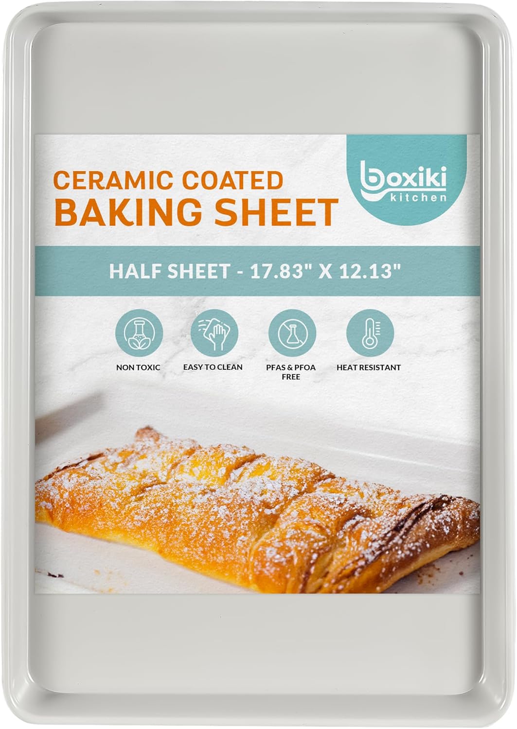 Non-Stick Ceramic Baking Sheet - Slick & Non-Toxic Ceramic Coating, PTFE & PFOA Free Cookie Sheet Pan - Cookie Sheet, Perfect for Baking, Roasting, and More (Half Sheet Pan)