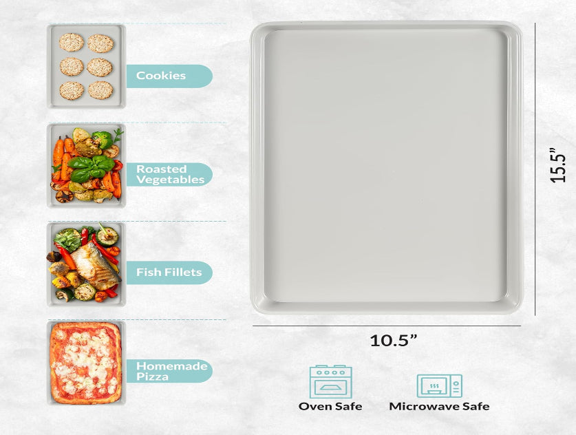 Nonstick Ceramic Baking Sheet/Cookie Sheet - Set of 2, Durable and Easy to Clean Baking Pans for Kitchen - Dishwasher and Freezer Safe, PFAS-Free (Half Sheet Pan)