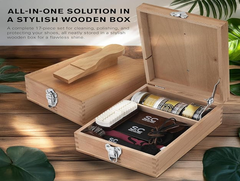 Original Shoe Polish & Care Kit - Leather Shoe Shine Kit for Men & Women w/Brown, Black, Neutral Polish Leather Boot Care Kit