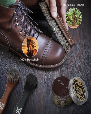 Original Shoe Polish & Care Kit - Leather Shoe Shine Kit for Men & Women w/Brown, Black, Neutral Polish Leather Boot Care Kit
